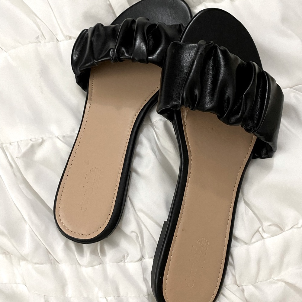 Faux-Leather Slide Sandal